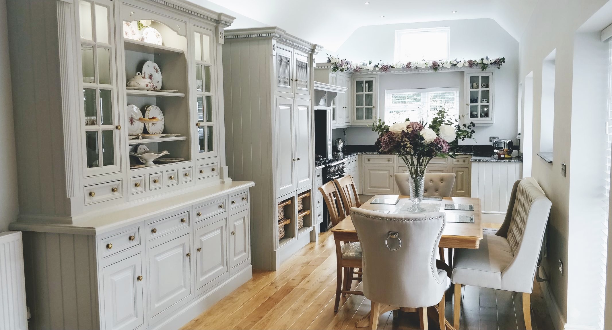 Hand painted Clive Christian kitchen painted in Little Greene French Grey
